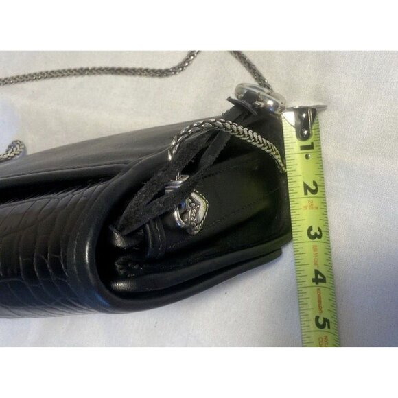 Brighton Boxy Black Croc Leather Silver Chain Strap Crossbody Bag 8.5 x 6 x 3" - Picture 15 of 16